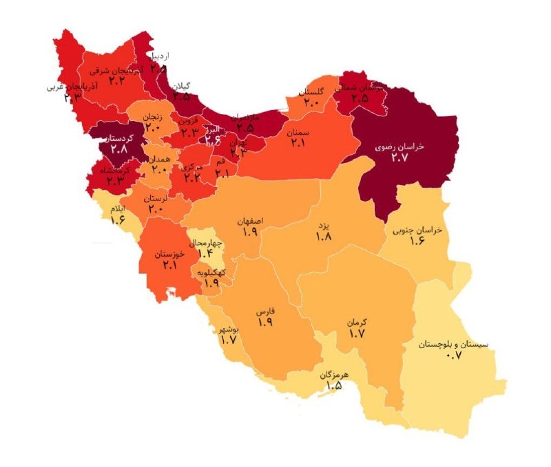 جالب: براساس دادههای ثبت احوال در سال ۱۴۰۴ نرخ خام طلاق در ایران برابر ۲.۱ بوده و در هر ۱۰۰۰ نفر جمعیت ۲.۱ طلاق رخ داده است.د