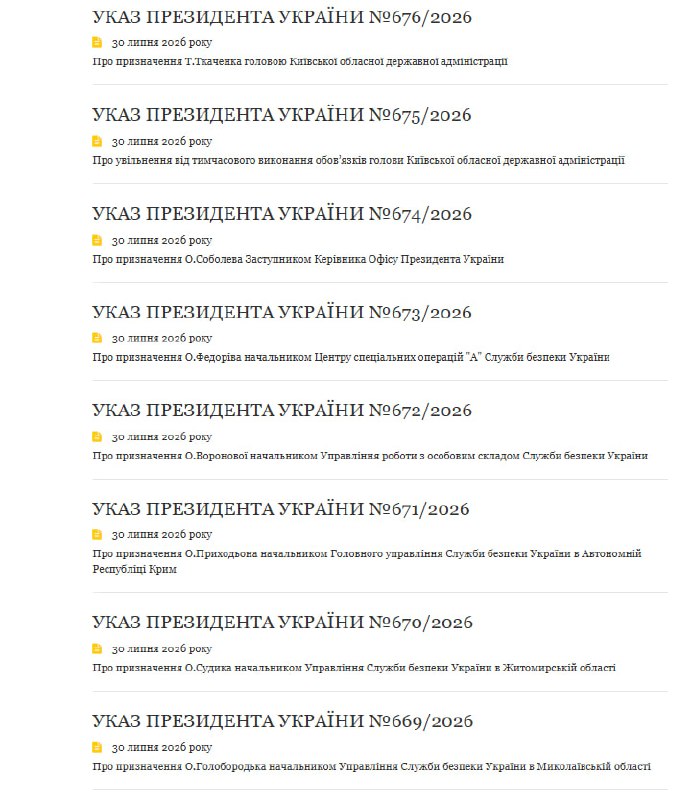 President Zelensky signed decrees reshuffling the leadership of the Security Service of Ukraine.