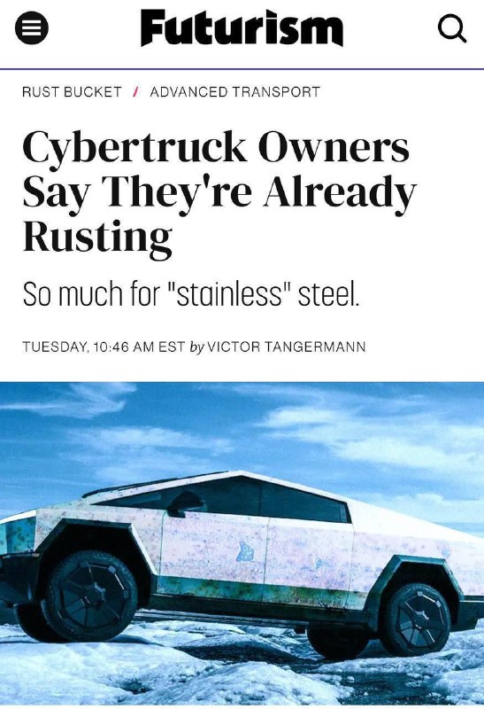 Мем дня: нержавеющая сталь на Cybertruck…ржавеет. 1