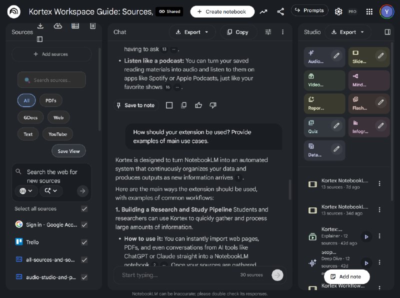 Kortex - Transform NotebookLM into Your Knowledge Hub