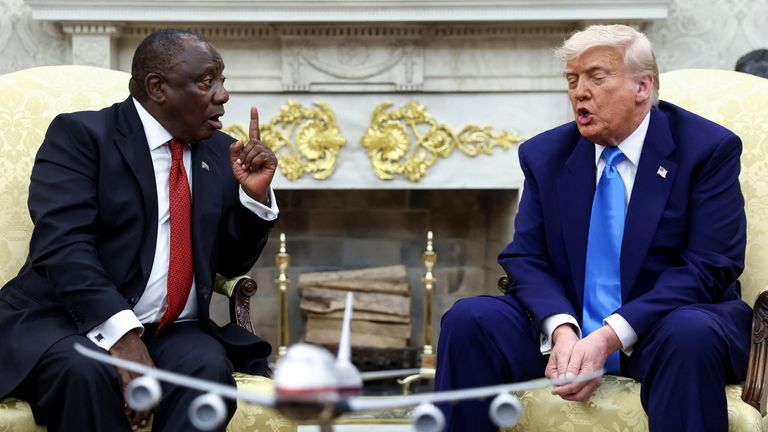 Donald Trump ambushes South African president at White House meeting by playing video alleging 'genocide'