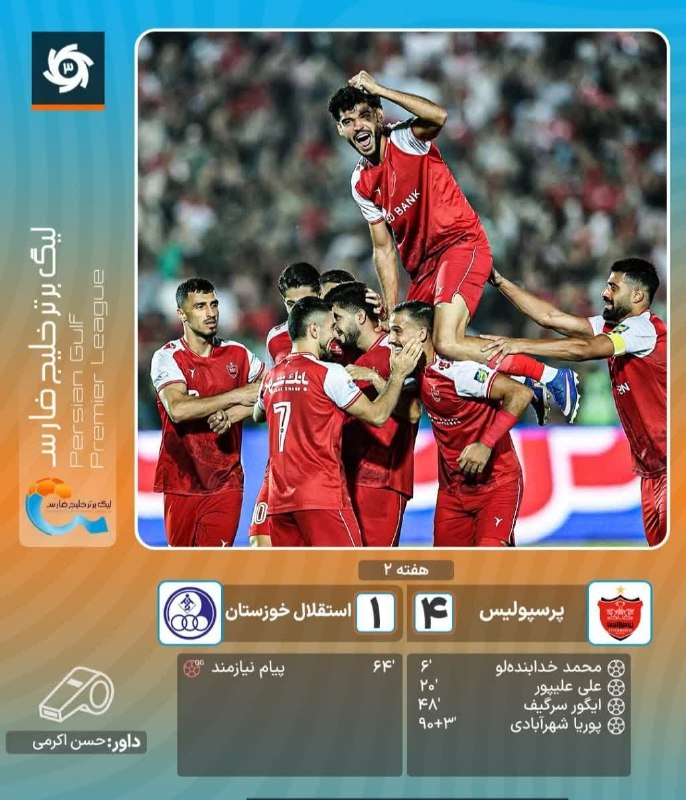 پرند فوری: 🔹شاگردان تارتار گام دوم را هم محکم برداشتند⚽️ پرسپولیس۴ - استقلال خوزستان ۱#پرند_فوری🆔 @parand_fori