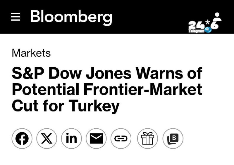 🇮🇱 טורקיה עלולה להיחלש בשווקים הפיננסיים. S&P Dow Jones כללה את טורקיה ברשימת המדינות הנמצאות תחת פיקוח ע…