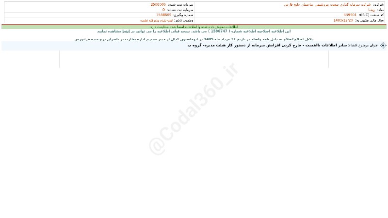 کدال۳۶۰: #وپسا#افشای_اطلاعات_بااهمیت - (سایر اطلاعات بااهمیت - خارج کردن #افزایش_سرمایه از دستور کار هییت مدیره- گروه ب) منتهی به