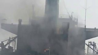 Iranian media released photos of the Al Gaya tanker, which reportedly suffered an incident while trying to cross a restricted area south of the Strait of Hormuz.