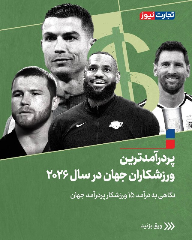 تجارت‌ نیوز: #اختصاصی🔻پردرآمدترین ورزشکاران جهان در سال ۲۰۲۶🔸نگاهی به درآمد ۱۵ ورزشکار پردرآمد جهان▪️فوتبال، بسکتبال و حتی گلف؛ ستاره