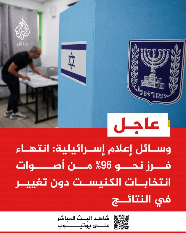דחוף | תקשורת ישראלית: כ-96% מקולות הבחירות לכנסת הסתיימו לספור, ללא שינוי בתוצאות