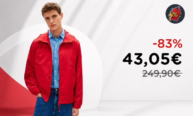 Giacca a Vento Uomo Tommy Hilfiger Rosso: Sconto del 83%!