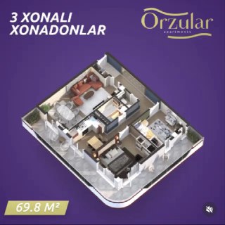 Yunusobod 12 kv.  "Xonsaroy" 3 xona, Bitgan uy. Turkiston metro.