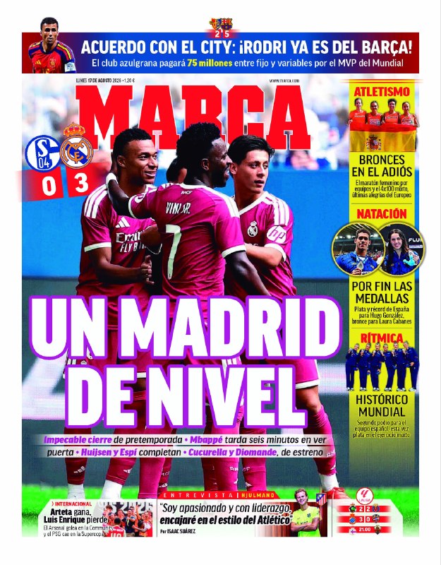 REAL MADRID PAGE: #مارکا26مردادرئال مادریدِ تراز اول(شالکه ۰ - ۳ رئال مادرید)پایان بینقص پیشفصل.امباپه تنها ۶ دقیقه برای گلزنی زمان نیاز