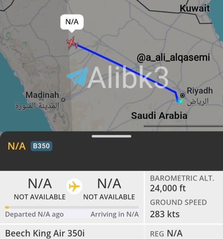 Intensive activity of Saudi King Air 350i and Saab 2000 surveillance and early warning aircraft, with 4 aircraft flying at the same time.