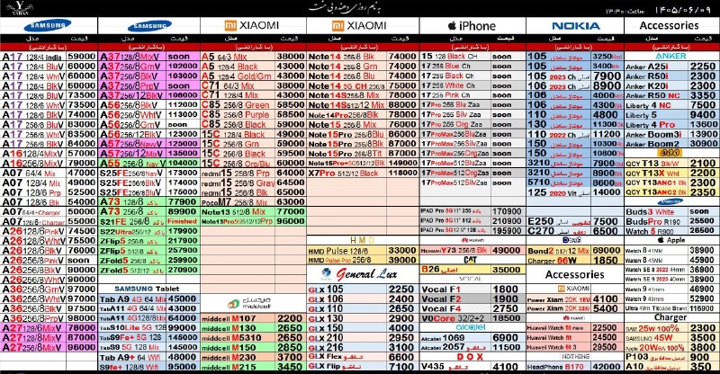 نبض بازار / اقتصاد 💰: 🔴 لیست قیمت انواع موبایل در بازار 🔹 دوشنبه ۱۴۰۵/۰۶/۰۹@NabzehBazaar