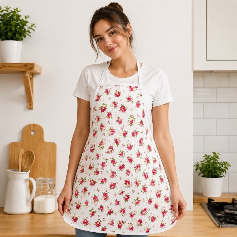 آرایشی بهداشتی شاپرک: پیش بند آشپزخانه گلدار🌸 طرح گلدار شیک و چشم‌نواز👩‍🍳 مناسب آشپزی، شیرینی‌پزی و کارهای آشپزخانه🧵 دوخت تمیز و باکیفیت👕 بند 