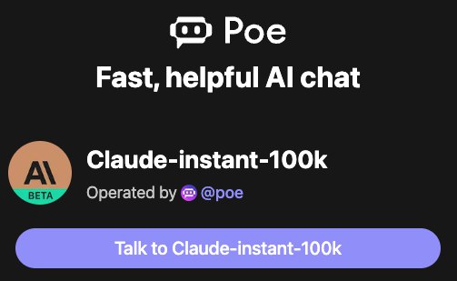 RT Poe100k context windows now available on Poe: we are excited to start a beta test for Claude-instant-100k! This bot is currently available to all Poe subscribers, initially on web only. It can understand message history as long as a 200 page book. Examples in thread below.