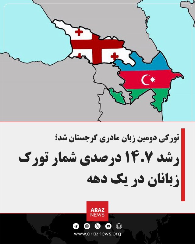 Araz News آراز نیوز ✔: تورکی دومین زبان مادری گرجستان شد:رشد ۱۴.۷ درصدی شمار تورکزبانان در یک دههآمار رسمی گرجستان نشان میدهد زبان تورکی آزرب