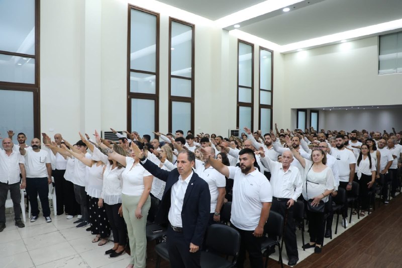 סמי גמאייל במהלך טקס ההשבעה לחברי הפלנגות החדשים: "מי שלא משוכנע בדרכה של המדינה שיעזוב את הממשלה".