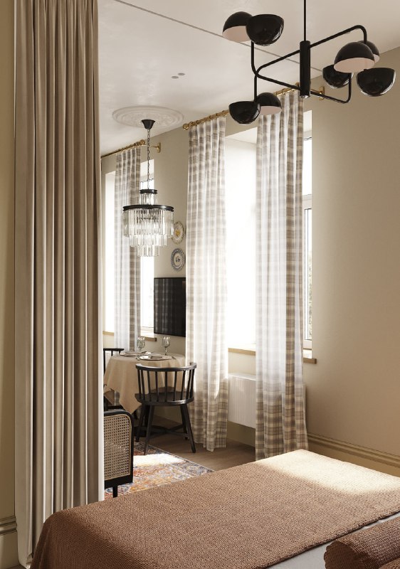 Квартира-студия 40 м в старом жилом фонде в Санкт-Петербурге Интерьер выдержан в спокойной палитре светло-бежевые стены, оливковый реечный декор и ... - изображение 7 - студия, интерьер, декор