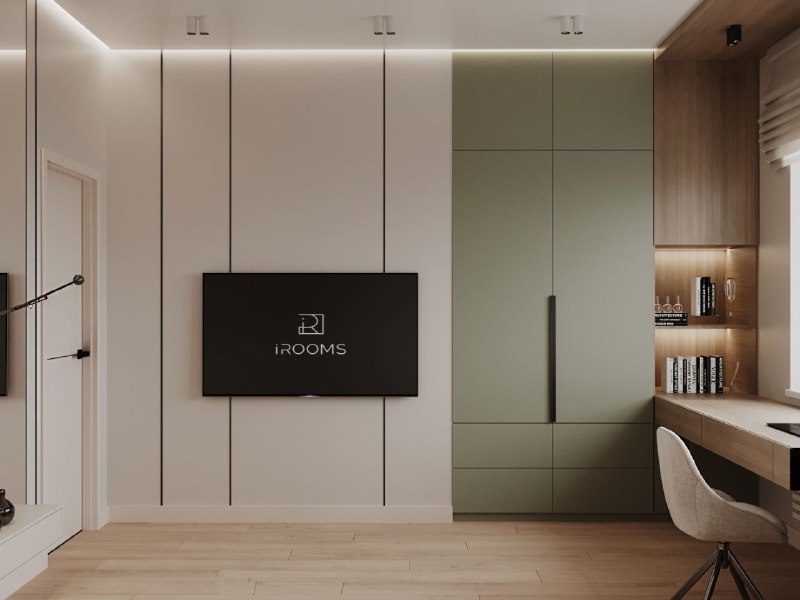 Две детские 14,9 и 14, 1 кв.м комнаты и кабинет 14,3 кв.м из проекта домвсочи 1 - лаконичная и уютная мягкий мятный диван кровать и тёплая деревянн... - изображение 3 - кабинет, планировка, telegram