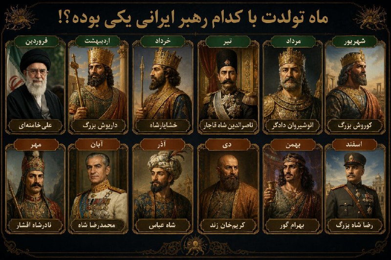Top Persian ✅: جالبه بدونی ماه تولدت با کدوم رهبر ایرانی یکی بوده؟!فروردین = علی خامنه‌ایاردیبهشت = داریوش بزرگخرداد = خشایارشاهتیر = ن