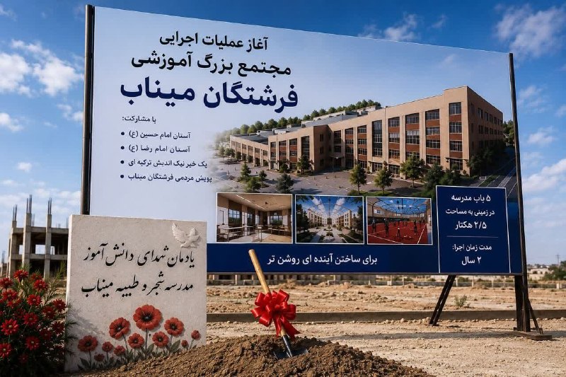 تایبادسلام: 🟣ساخت مجتمع بزرگ آموزشی «فرشتگان میناب» با همکاری خیران آغاز شد💭عملیات اجرایی مجتمع بزرگ آموزشی «فرشتگان میناب» در زمینی