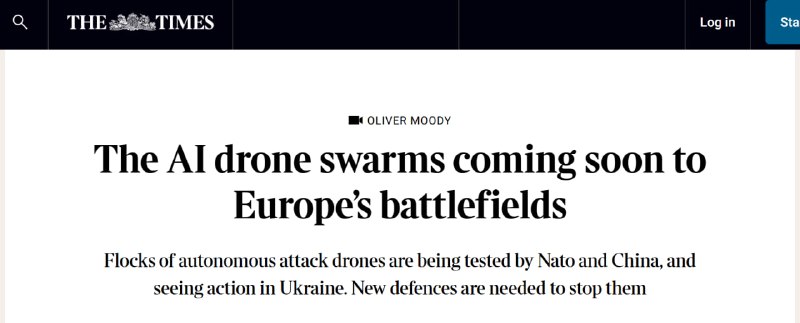 Swarms of AI-powered drones could soon become a widespread weapon on the European battlefield, according to The Times.