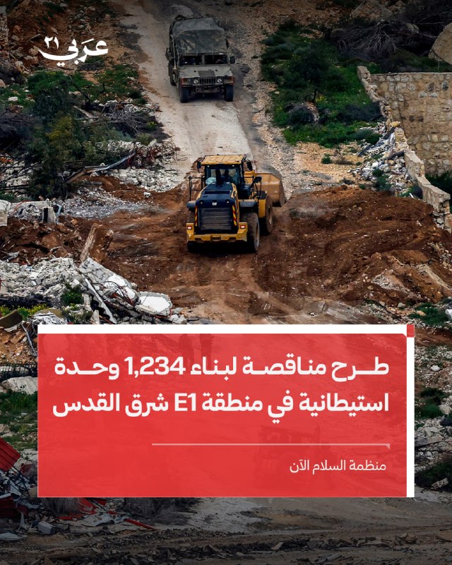 إسرائيل تطرح مناقصة لبناء 1,234 وحدة استيطانية في E1 شرق القدس
