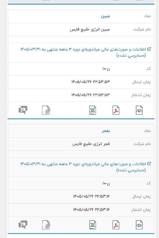Behnam Samadi | بهنام صمدی: سلامتی همه زندونیهای بی ملاقاتی #فارس @BehnamSamadi_ir ☑️مبین و بفجر صورت مالی ۳ ماهه حسابرسی نشده رو روی کدال گذاشتن