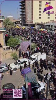 תהלוכת הלוויה המיליונית של גופתו הטהורה של המנהיג ההרוג סייד חמינאי בעיר הקדושה נג'ף. 'חוסיין הוא דרכנו. קו…