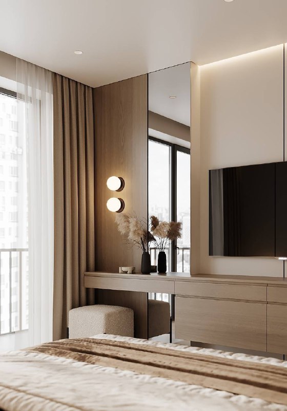 Интерьер квартиры в современном стиле с нейтральной цветовой палитрой. Мягкие текстуры, элегантные линии и стильные акценты, создающие атмосферу уюта. - изображение 10 - интерьер, квартиры, современном