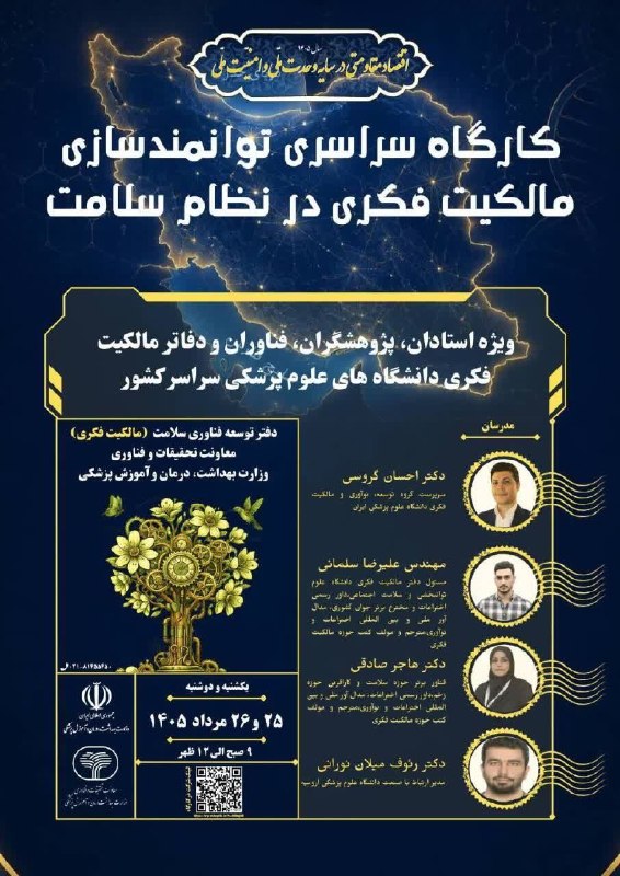 کرمانشاه مفدا: 💠 #اطلاعیه l کارگاه سراسری توانمند سازی مالکیت فکری در نظام سلامت ✅ ویژه استادان و پژوهشگران و فناوران دانشگاه های علوم 