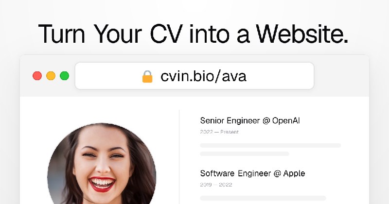 Your CV, converted into a website using AI.