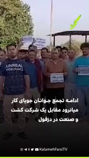 ادامه تجمع جوانان جویای کار میانرود مقابل یک شرکت کشت و صنعت در دزفول
