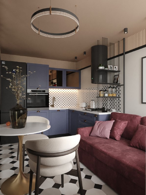 Квартира 41 м для девушки Главной задачей стало создание яркого, тёплого и по-настоящему оригинального интерьера. Каждая деталь здесь подчинена иде... - изображение 2 - пространство, полностью, интерьер