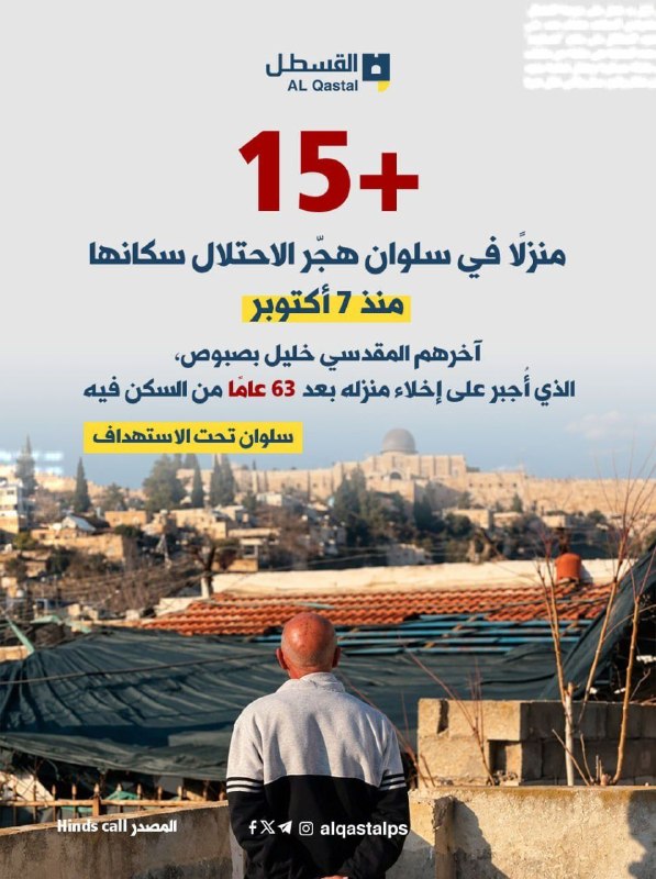 الاحتلال يهجّر سكان أكثر من 15 منزل في سلوان منذ أكتوبر