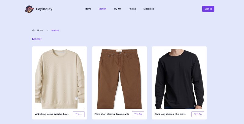 HeyBeauty 浏览器试衣插件发布了🎉你可以在购物网站右键点击任意衣服图片，在浏览器侧边栏快速试衣