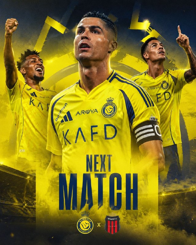 فوتبال3: ❤️ الریاض - النصر 💛⌚️ ساعت : 19:30🏟 ورزشگاه شاهزاده عبدالعزیز (ظرفیت 20 هزار نفر) 📆 هفته دوم لیگ حرفه ای عربستان 🔊 گزارش