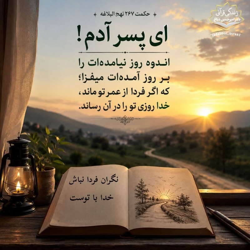 کانال طبیعت آذربایجان و میاب: ✨ #دین_در_زندگی یه وقتایی انقدر غصهی فردا رو میخوریم که خودِ امروز از دستمون میره…مدام میگیم «اگه فردا این بشه چی؟ اگه