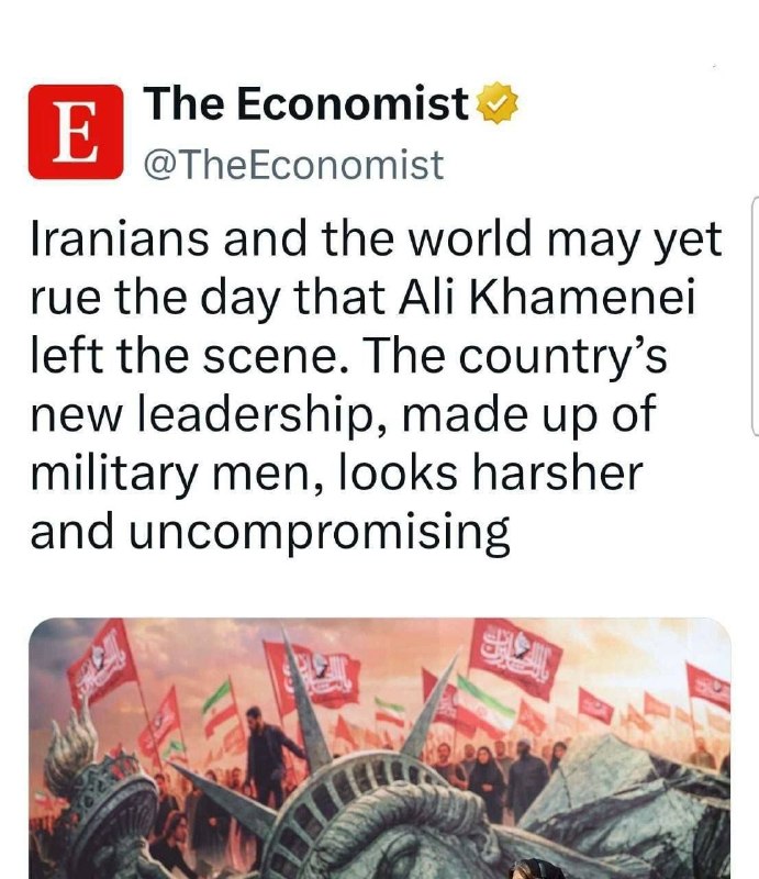 ناب جهادی | جنگ و مذاکرات: 🔻اکونومیست:جهان ممکن است روزی از اینکه آیت الله علی خامنهای صحنه را ترک کرد، افسوس بخورد رهبری جدید کشور که متشکل از نظ