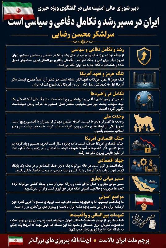 شمارش معکوس ظهــور: 📷سر تیتر صحبت های مهم محسن رضایی دبیر شعام🇮🇷اَللّهُمَّ عَجِّل لِوَلیِّکَ الفَرَج بِحَقِ زینَبِ الکُبری🇮🇷➖➖➖➖➖➖➖➖⏰ @Shoma