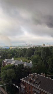 A Ukrainian FP-1 long-range drone hovering towards its target, the Moscow Oil Refinery, while Russia air defense desperately tries to intercept it but fails twice.