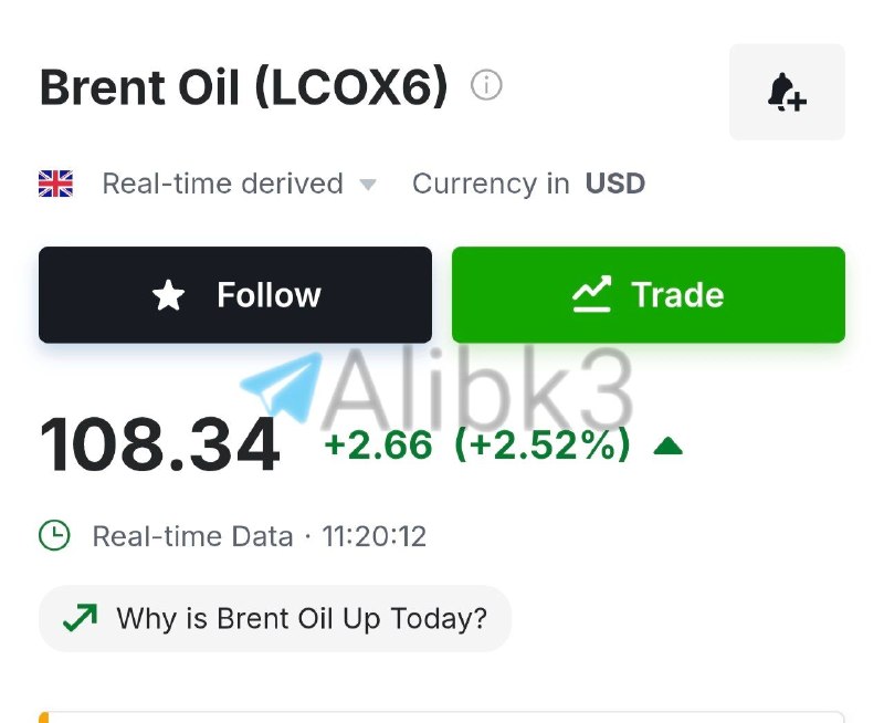 Brent crude soared to $108 a barrel after Saudi Arabia announced it would stop exporting oil from Yanbu.