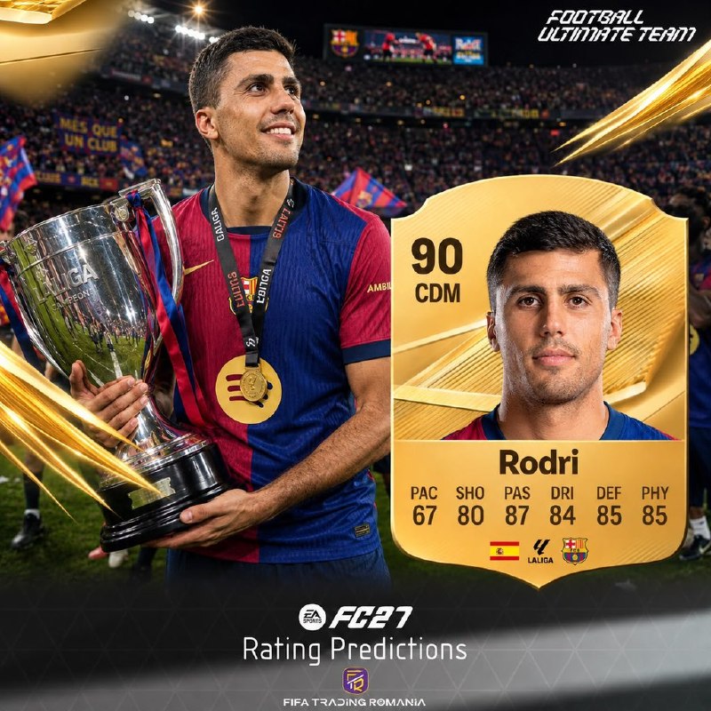 EAFC27 🎮: 📌9 تا هافبک، 0 مهاجم 🇪🇸رودری به بارسلونا پیوست ✔️فیفاتیپس، قدیمی ترین و به روز ترین کانال فیفای فارسی.📱 FifaTradingRoman