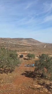 הרגע בו גנבו כוחות ישראל ציוד למסיק זיתים מתושבים במישור אל-מוג'ייר, מזרחית לרמאללה.