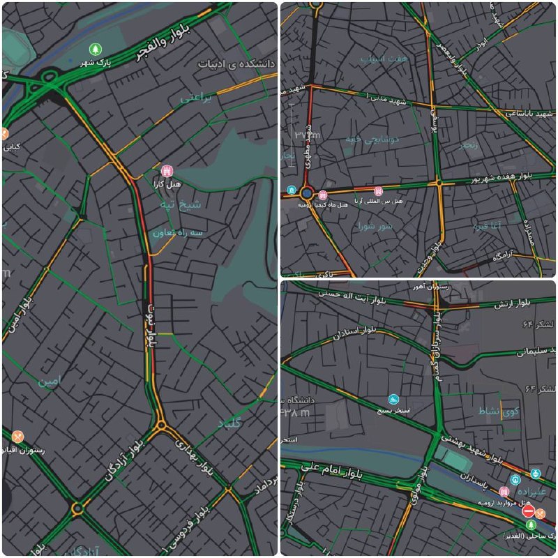 اخبار آذربایجان غربی: ♦️وضعیت ترافیکی ارومیه هم اکنون🚦🔹ترافیک سنگین در شهید مطهری،بلوار نبوت🔹 ترافیک نیمه سنگین در بلوار ولیعصر،وحدت،یوسفی،آزا