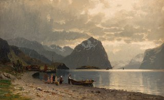 Adelsteen Normann - "People on the shore with a boat"The Art Vault 🎨