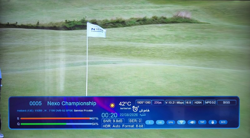 Hack Sat Feeds 📡: فید مسابقات گلف 📡 Eutelsat Hotbird 13B/13C/13G @ 13.0°E📶 11059 H 7200🆔 Nexo Championship🆓 FTA