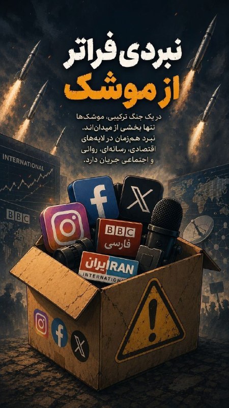 🚩 انصار کلیپ | ansarclip.ir: 📸 نبردی فراتر از موشک✏️ در یک جنگ ترکیبی، موشک‌ها تنها بخشی از میدان‌اند. نبرد هم‌زمان در لایه‌های اقتصادی، رسانه‌ای، رو