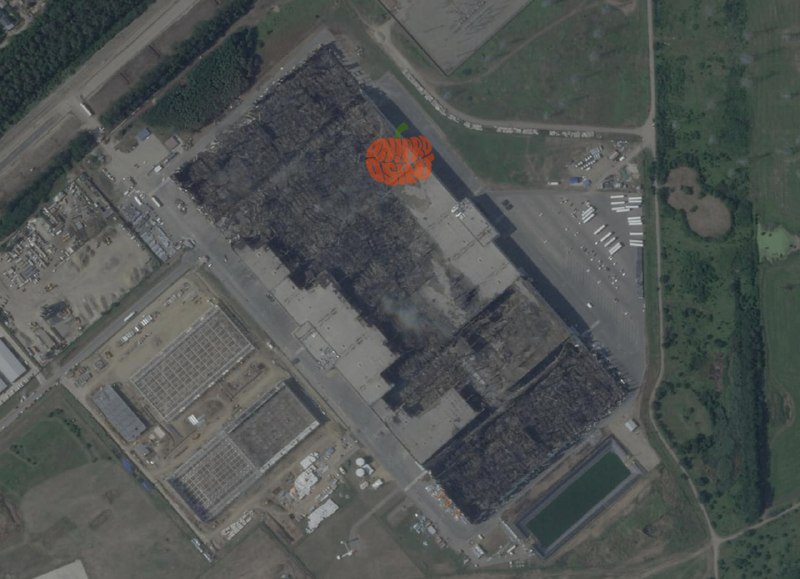 Satellite imagery provided by DniproOsint shows the destroyed Wildberries sorting center in Krasnodar following the recent strike.