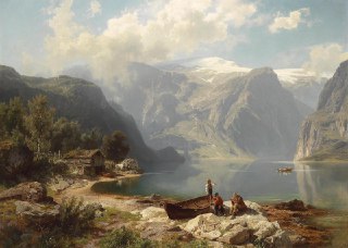 Sunny Day on a Norwegian Fjord (1861), by August Wilhelm LeuThe Art Vault 🎨