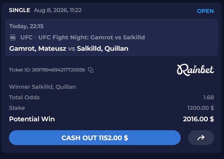 קרב UFC גדול הלילה. הכסף שלי על סלקילד.